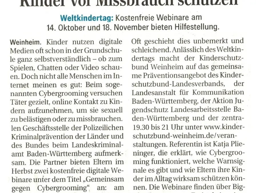 Kostenfreie Webinare zum Weltkindertag