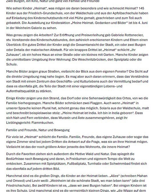 Preisverleihung zum Malwettbewerb „Heimat“